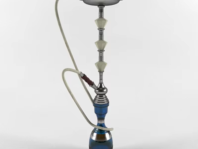 Decorative Hookah Ornament Set with Blue Silver Base and White Decorative Accents 3d model