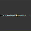 Fantasy Decorative Sword with Blue Serrated Blade Golden Hilt and Green Handle