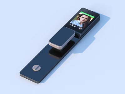 Modern Smart Door Lock With Display Screen Face Recognition And Fingerprint Scanner For Home Security 3d model