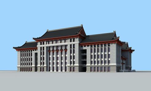 Chinese ancient teaching building 3d model