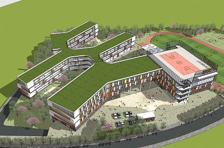 Modern School 3d model