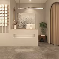 Modern Clothing Store Open Space With Sofa Green Plants Shelves And Decorative Ornaments