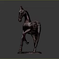 Copper Horse Sculpture with Standing Pose Saddle and Square Base Design