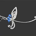 Elegant Silver Tiara With Blue Floral Accents And Delicate Wire Frame