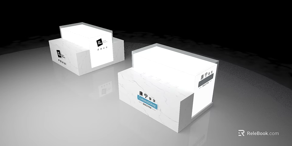 Modern Illuminated Display Shelves With White Marble Finish For Retail Stores 3d model 