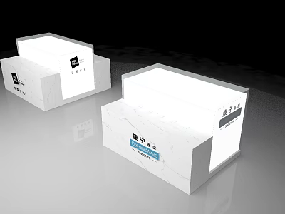 Modern Illuminated Display Shelves With White Marble Finish For Retail Stores 3d model