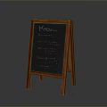 Sturdy Wooden Menu Chalkboard With Red Frame Stand And Written Text