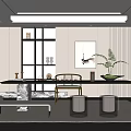 Modern Chinese Tea Room Interior With Wooden Tea Table And Green Plants Decor