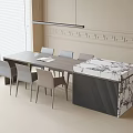 Modern Dining Table and Chair Combination Dining Table and Dining Chair Chandelier 3d model
