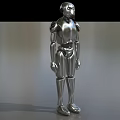 Detailed Silver Metallic Humanoid Robot Figure for Game and Movie Character