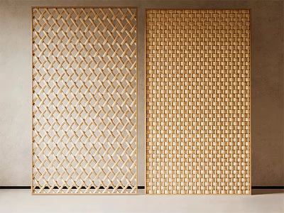Golden Room Dividers With Diamond Lattice And Woven Patterns For Interior Decor 3d model