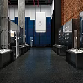 Modern Cultural Center Interior Exhibition With Glass Display Cases Lighting And Artworks