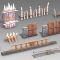 Wooden Garden Fence 3D Models With Spiked Tops And Various Decorative Designs