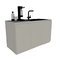 Modern Bathroom Vanity With Sleek Countertop Washbasin Faucet And Storage Cabinets