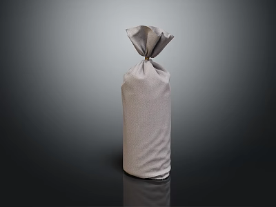 Light Gray Soft Fabric Wrapped Cylindrical Living Essential With Knotted Top 3d model