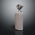 Light Gray Soft Fabric Wrapped Cylindrical Living Essential With Knotted Top 3d model