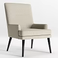 Beige Upholstered Accent Chair With High Back Armrests And Slim Black Legs Modern Design