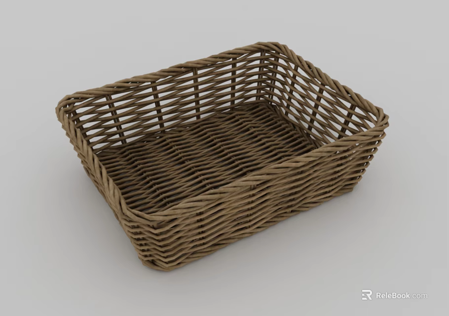 Woven Rectangular Storage Basket Ideal For Home Organization And Decoration 3d model 