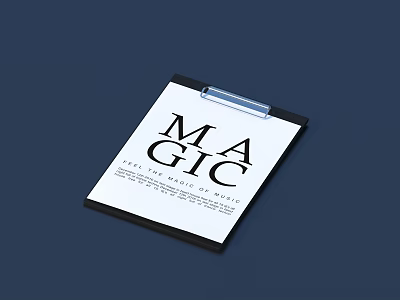 Clipboard Folder With MAGIC Text And Fest For Magic Of Paper On Dark Blue Background 3d model