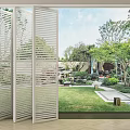 Modern folding door cream shutter folding door cream partition cream gate 3d model