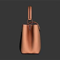 Orange Textured Leather Handbag With Top Handles And V Shaped Logo Design