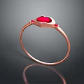 Rose Gold Ring With Heart Shaped Red Gemstone And Small Red Stones
