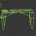 Modern Artistic Table Design With Colorful Geometric Panels And Metal Legs