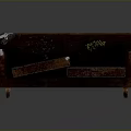 Worn Vintage Sofa With Torn Upholstery Stained Fabric And Open Cushion