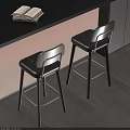 Modern Black Leather Bar Stools With Wooden Backrest And Metal Footrest