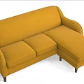 Modern Yellow L Shaped Sofa Set With Wooden Legs For Living Room