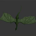 Fantasy Character Green Dragon With Spread Wings And Scaly Body As Mythical Creature