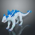 White Fantasy Dinosaur Character With Blue Spiky Spines And Sharp Claws Design 3d model