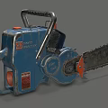 Powerful Blue Electric Chainsaw With Metal Frame Red Components And Sharp Chain 3d model