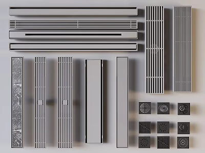 Modern Bathroom Accessories Featuring Metal Towel Bars Storage Shelves And Wall Hooks 3d model