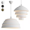 Modern Chandelier Interior Design With Layered White Shades And Black Gold Accents