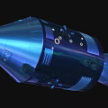 Futuristic Metallic Space Capsule With Blue Lighting And Landing Legs