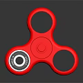Red Fidget Spinner With Three Circular Rings And Central Bearing For Daily Use