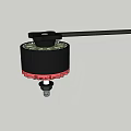 Black Red Mechanical Rotary Component With Gear Structure And Long Shaft 3d model