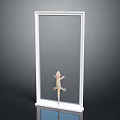 Transparent Glass Screen with White Frame and Gecko for Modern Interior