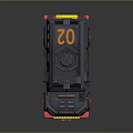 Gray Police Armored Vehicle With Red Wheels Yellow Front And Badge