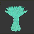 Golden Wheat Ears Bunch Tied With Green String On Dark Background