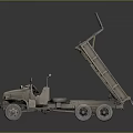 Old Fashioned Military Style Dump Truck With Open Bed And Large Wheels