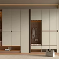 Modern Shoe Cabinet Interior Design With Light Colored Cabinets Wooden Accents And Hanging Storage
