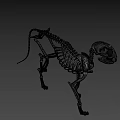 Cartoon Style 3D Skeleton Dog Game Movie Character With Black Eyes