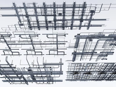 Complex Industrial Pipe System With Interconnected Metal Structure And Layout Design 3d model