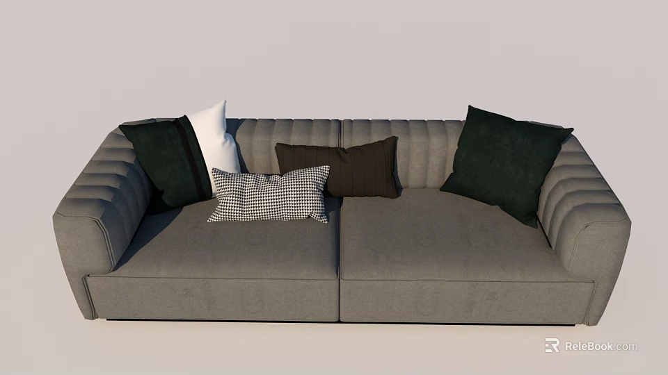 Gray Sectional Sofa With Multi Colored And Patterned Cushions In Modern Style 3d model