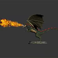 Detailed Mythical Dragon Figure Standing On Stone Base With Spread Wings And Flaming Breath