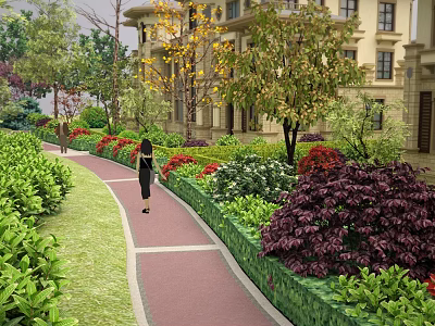 Simple European Garden Landscape High-grade Villa Area Greening 3d model