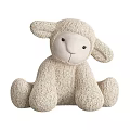 Soft Beige Plush Sheep Doll With Big Ears Black Eyes And Sitting Posture