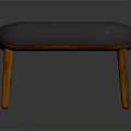 Comfortable Gray Padded Ottoman With Sturdy Wooden Legs And Simple Design